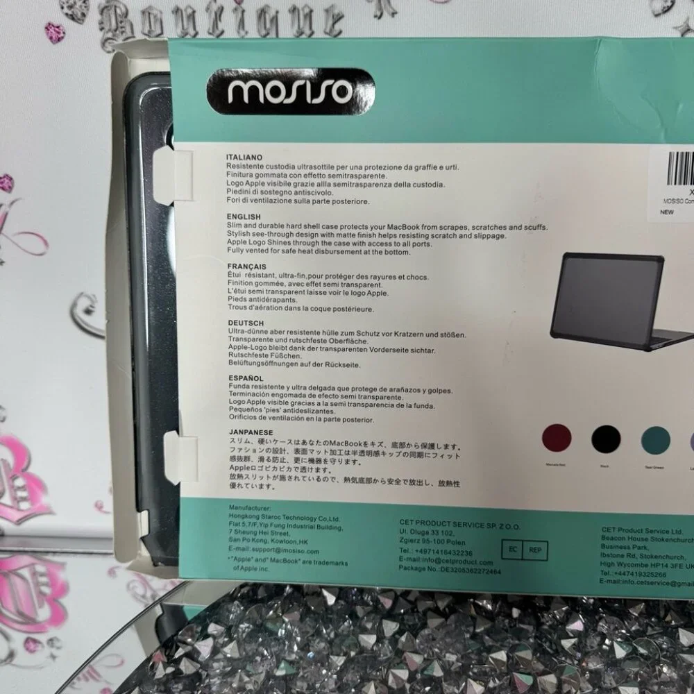 Mosiso laptop case hard sparkly glitter black Protective Hard Case Mac book